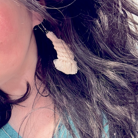🥳HP: Boho Woven Tassel Earrings Handcrafted Macrame Knotted Frayed  Earrings - Picture 5 of 16